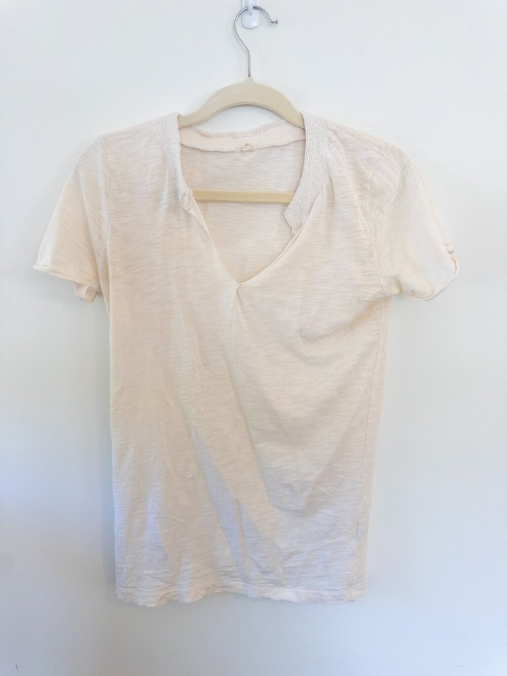 100% Cotton J Crew Beaded V-Neck T-Shirt | Size XS